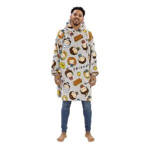 Friends Unisex Adult Fleece Sherpa Lined Oversized Blanket Hoodie / Multicolored